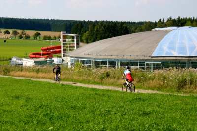 Mountainbiken am Freizeitbad an den Greifensteinen in Geyer