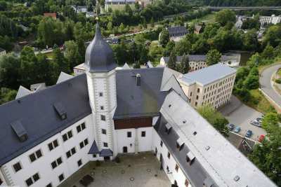 Das Schloss Wildeck in Zschopau im Erzgebirge mit DKW & MZ Motorrad Museum